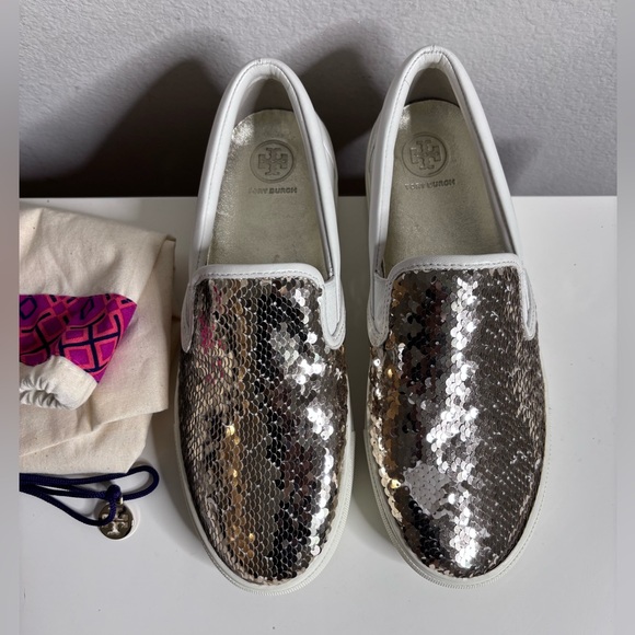 New Tory Burch Carter Flip Sequin Slip-On Sneakers 8